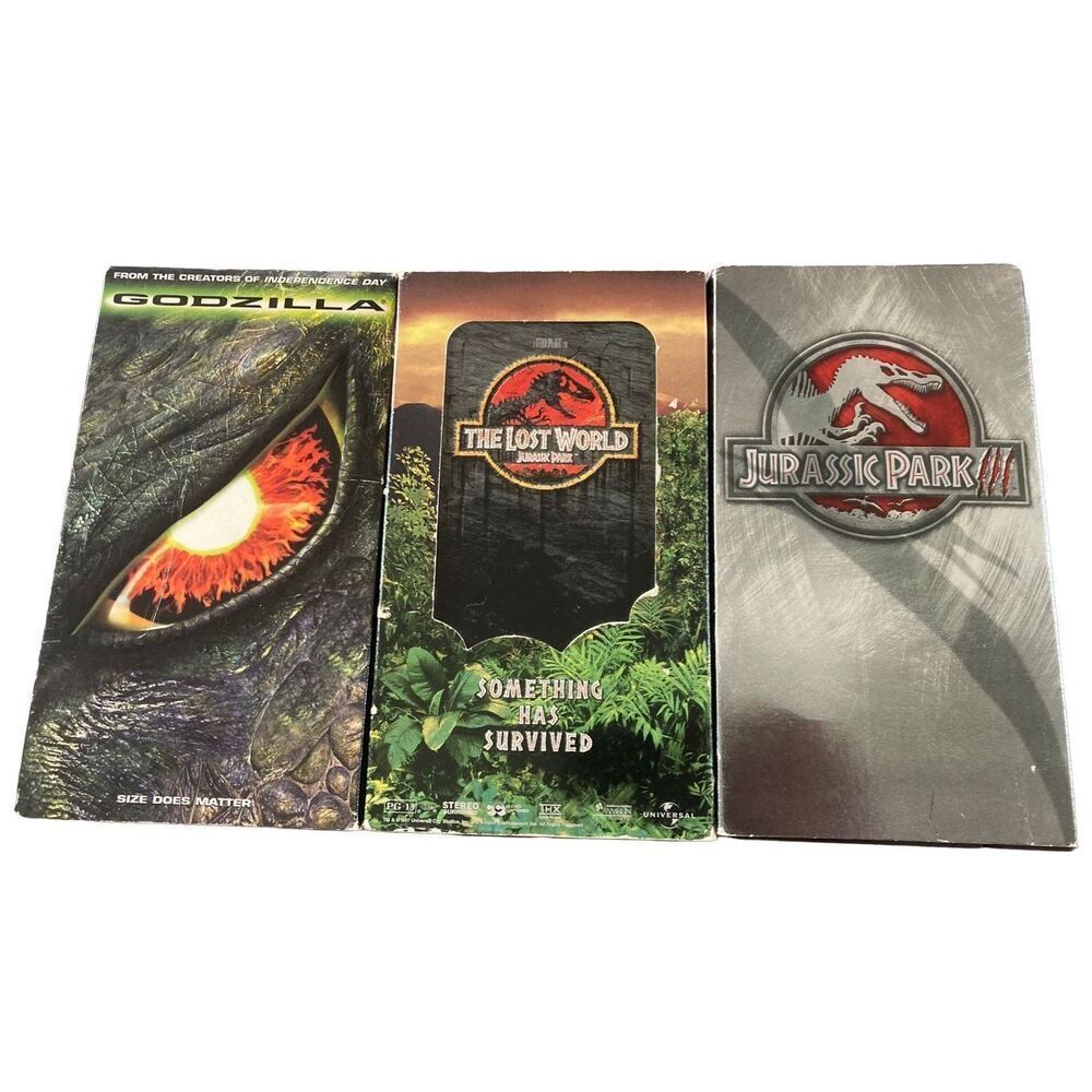 Jurassic Park Lost World Godzilla VHS Tape Vintage Movie Y2K 90s 80s Electronics